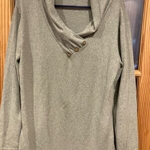 Elegant Heather Gray Cowl Neck Sweater